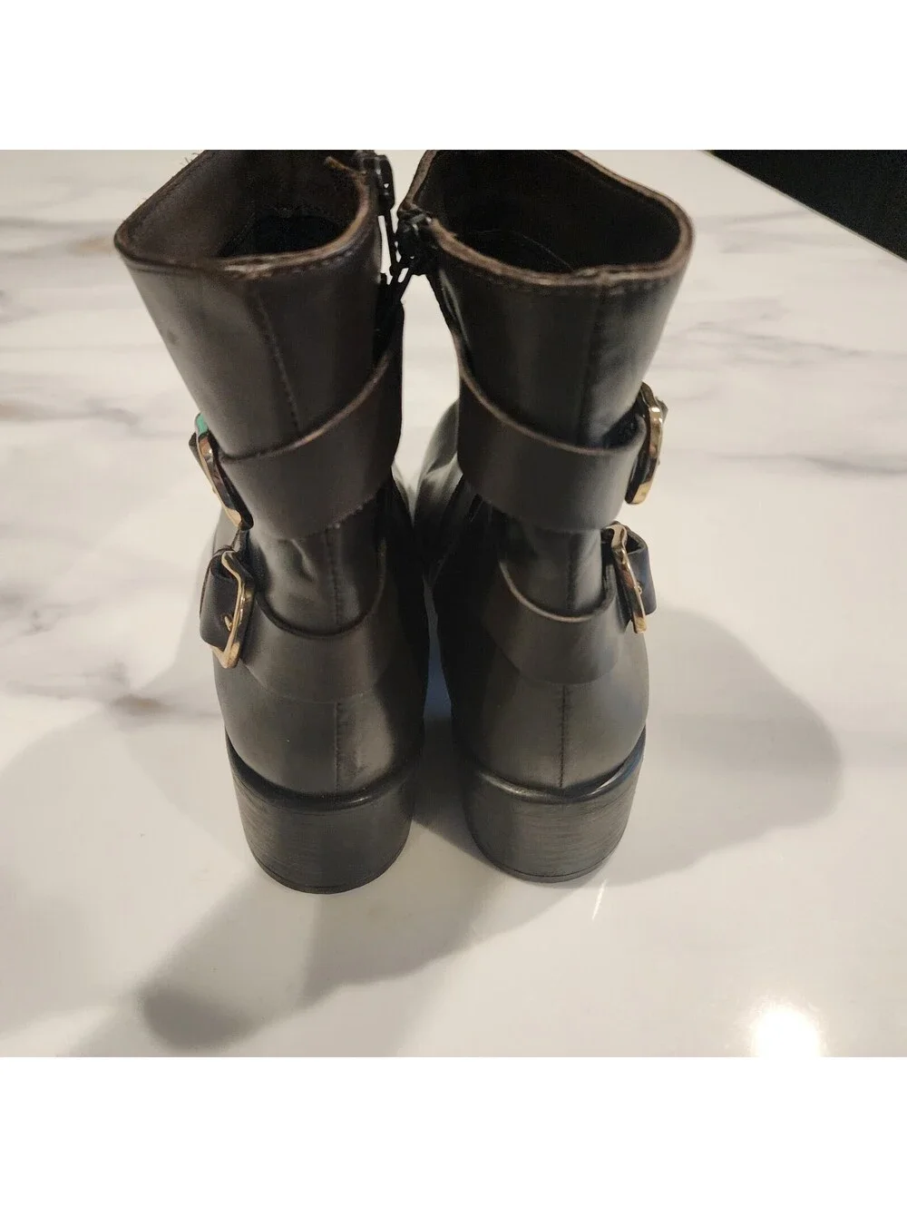 NEW Emanuele Crasto Brown Italian Leather Double Buckle Ankle Boots Size 8